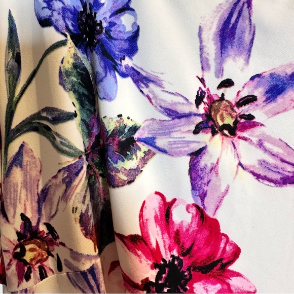 Lauren Ralph Lauren Pink and Purple Sheath Dress with Puff Sleeves - Picture 6 of 9